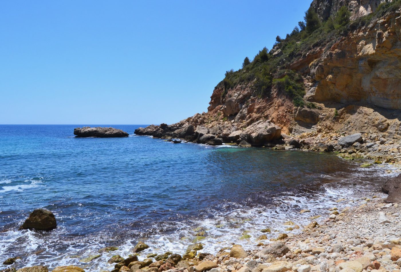 Cala Llebeig cove on the Benitatxell and Moraira border, reachable only by boat or cliff path